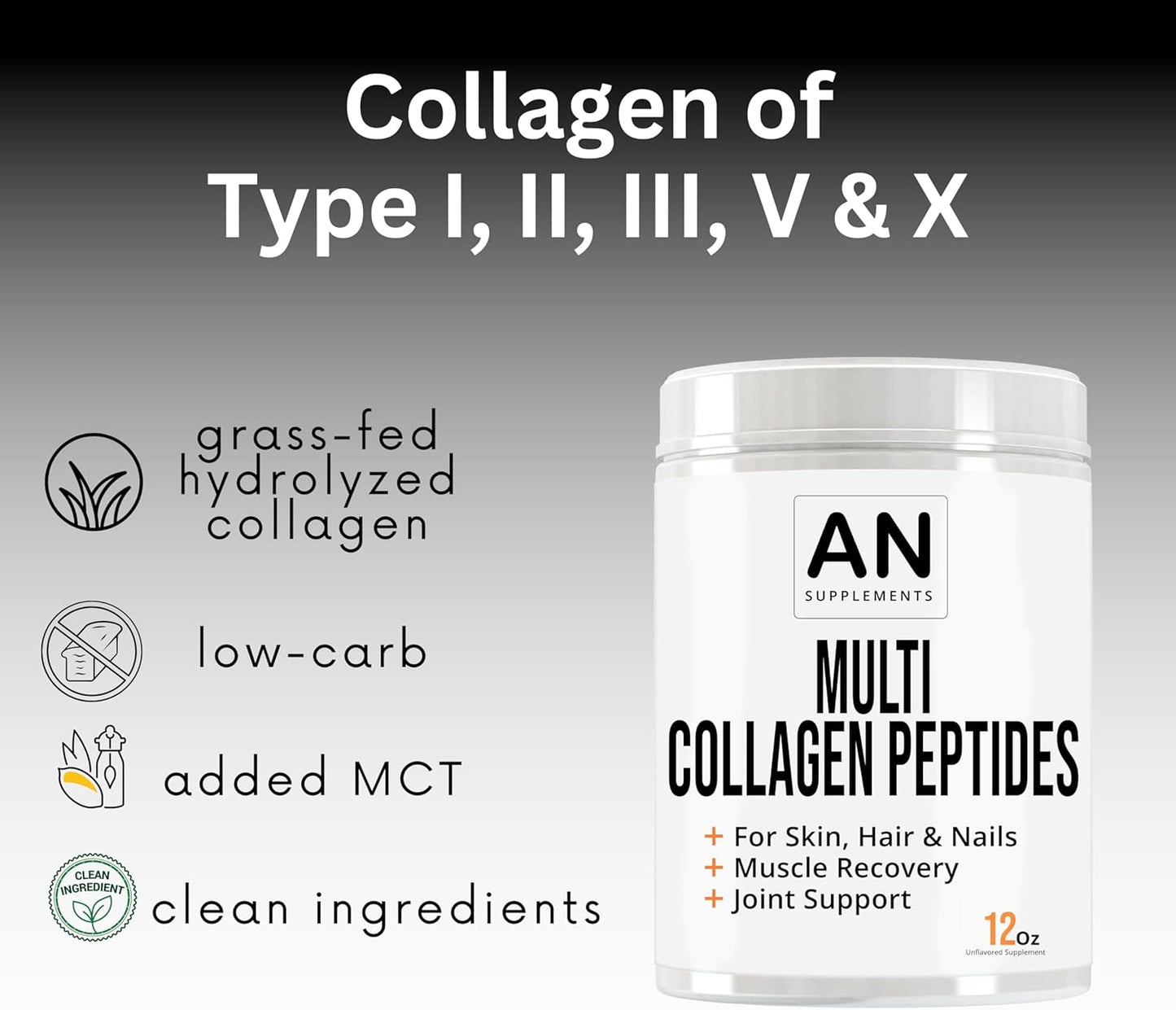 Grass-Fed Multi Collagen Peptides Powder for Hair, Skin, Nails & Joint Health - Keto Friendly, Non-GMO & Gluten Free - Unflavored Collagen Supplement by AHOLIC NUTRITION