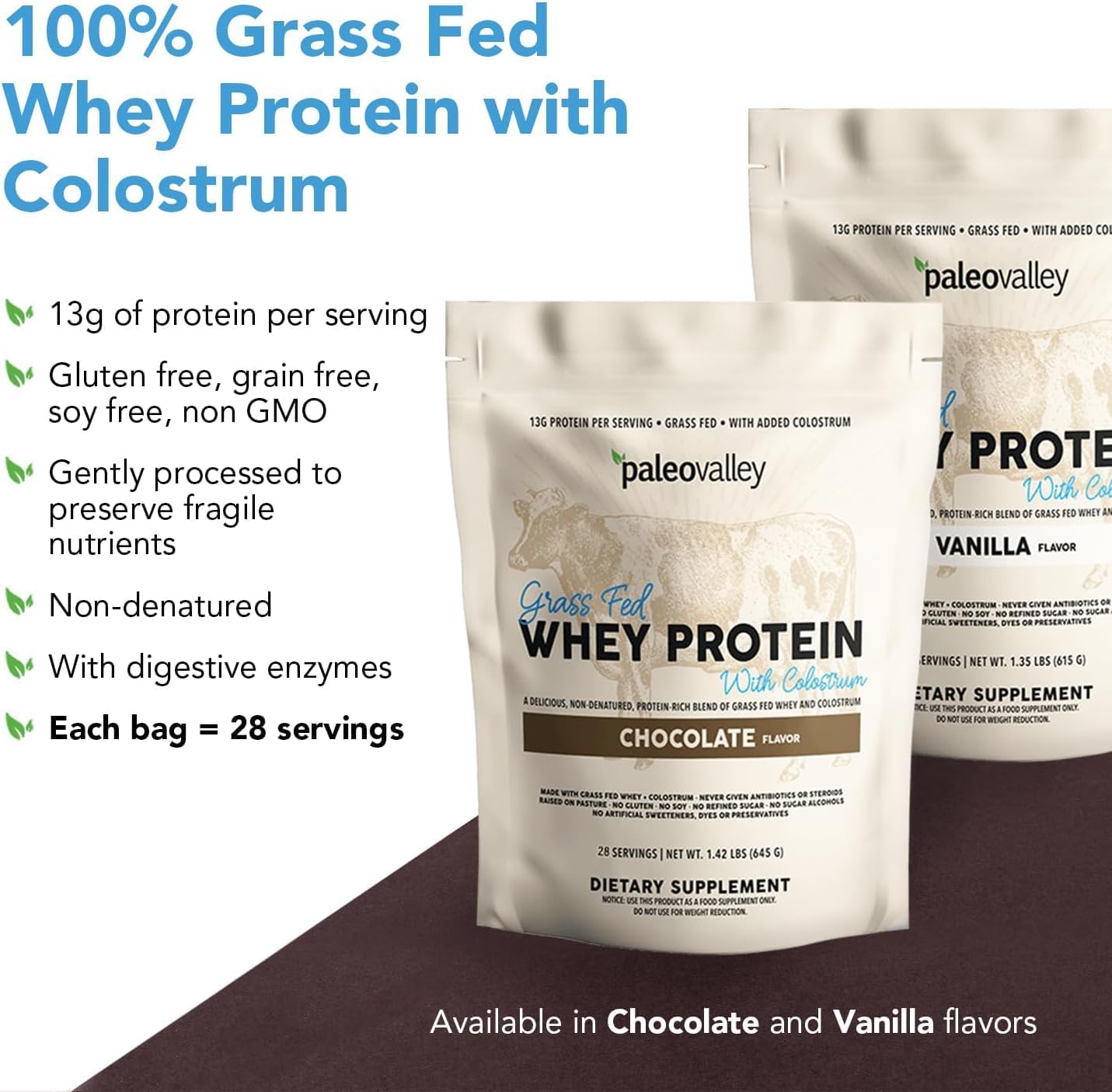 Grass Fed Whey Protein by Paleovalley - 100% Pure and Natural