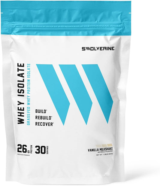 Grass-Fed Whey Protein Isolate with 26g Protein and Digestive Enzymes - Vanilla Milkshake Flavor - 30 Servings
