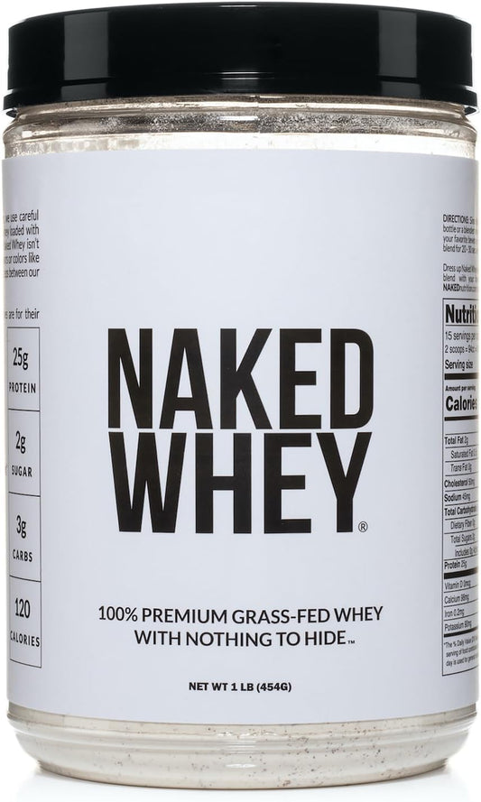 Grass Fed Whey Protein Powder - 1lb, Undenatured, GMO-Free, Soy-Free, Gluten-Free - 15 Servings for Growth and Recovery