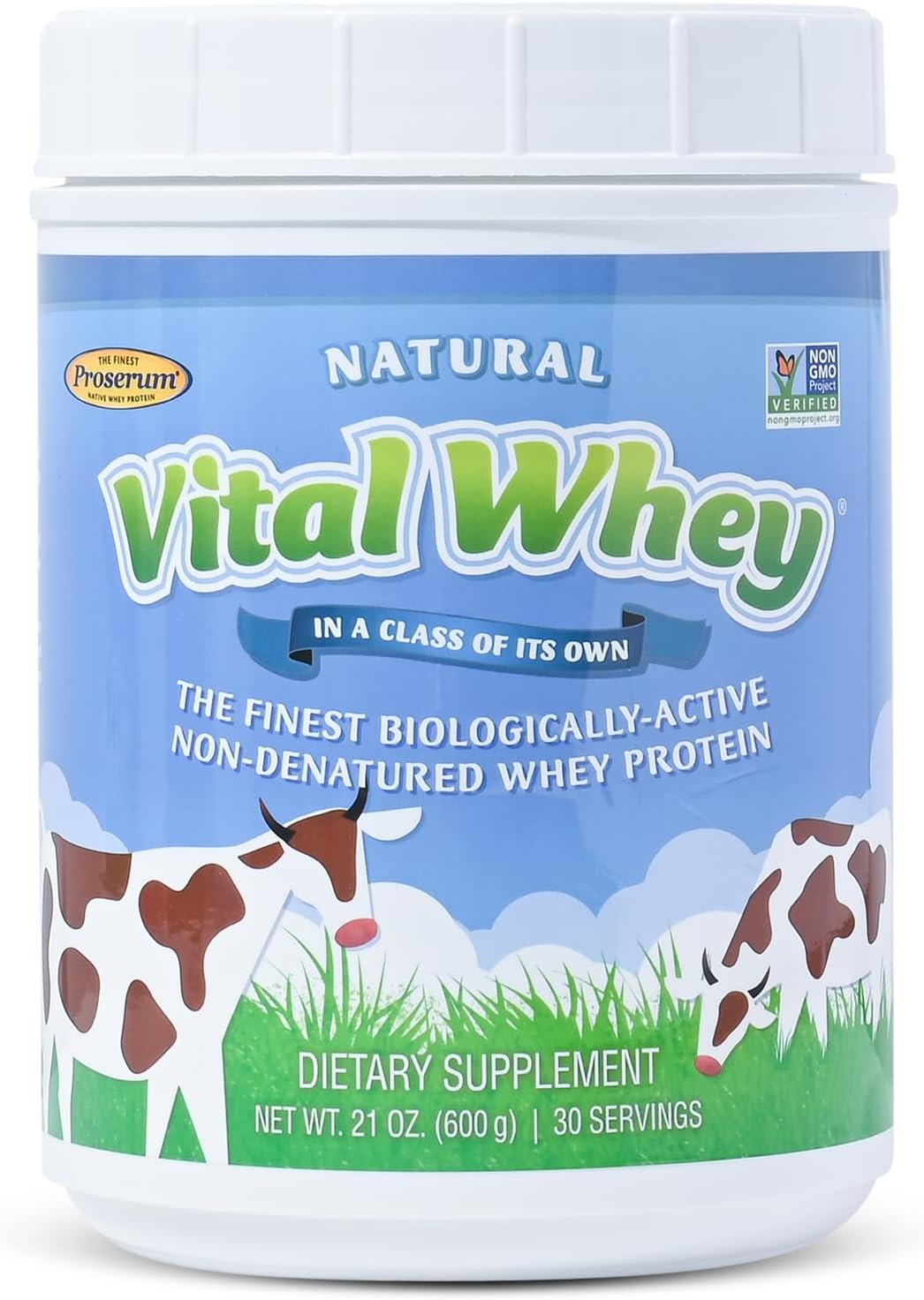 Grass-Fed Whey Protein Powder for Immune Vitality, Natural Flavor 600g (30 Servings), 15g Protein Per Serve - Clean Holistic Wellness Nutrition