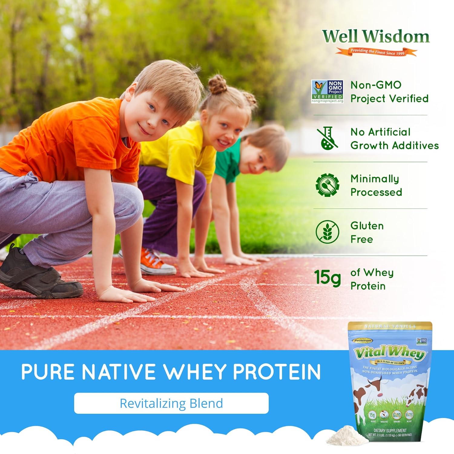 Grass-Fed Whey Protein Powder for Immune Vitality, Natural Flavor 600g (30 Servings), 15g Protein Per Serve - Clean Holistic Wellness Nutrition