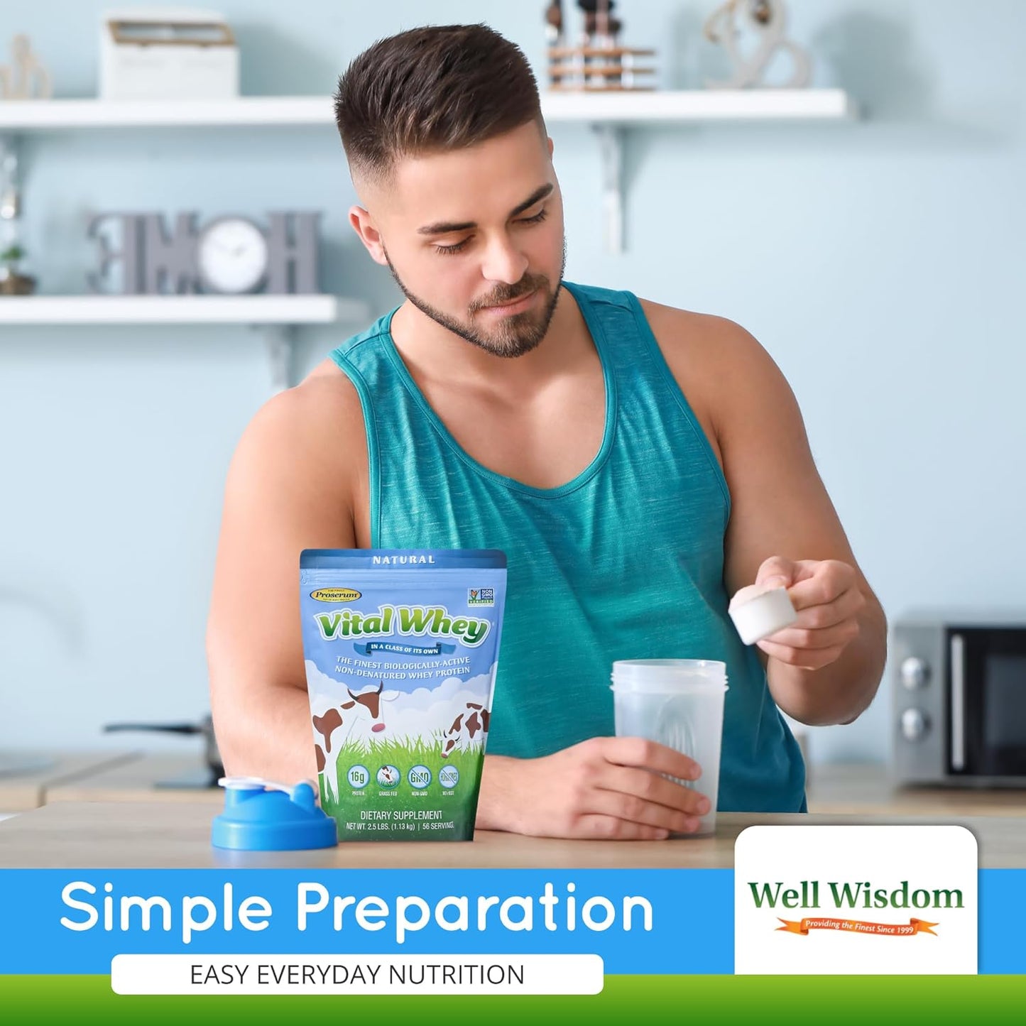 Grass-Fed Whey Protein Powder for Immune Vitality, Natural Flavor 600g (30 Servings), 15g Protein Per Serve - Clean Holistic Wellness Nutrition