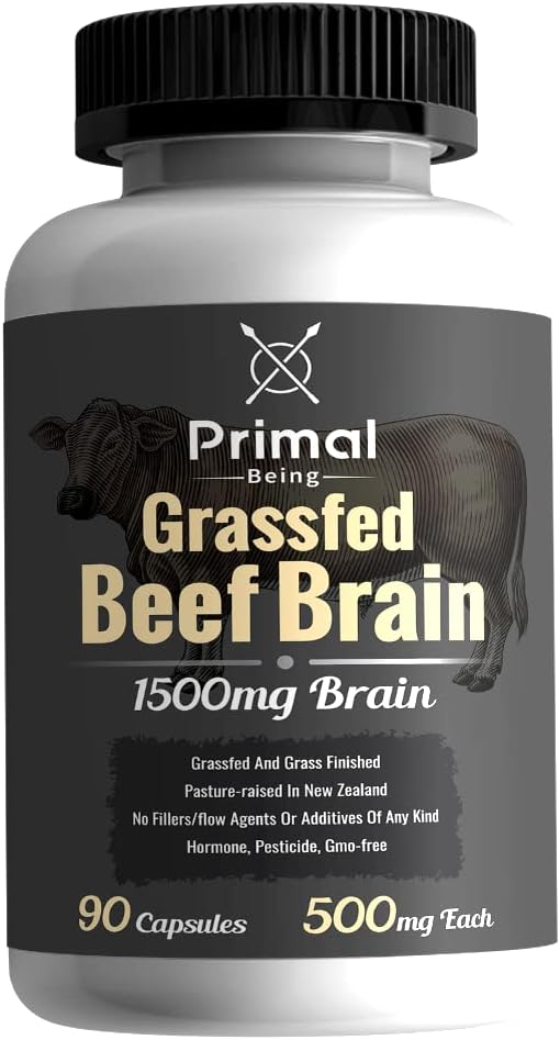 Grassfed Beef Brain Capsules for Memory, Mood, Focus, Energy - 90 Caps, 1500mg