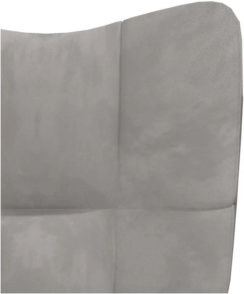 Gray Velvet Relaxing Chair with Stool - Armrest Height 22.8" - Foam-Filled - Modern Design