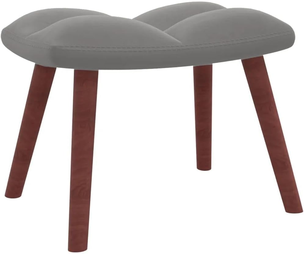 Gray Velvet Relaxing Chair with Stool, Armrest Height 22.8", Foam-Filled, Easy Installation