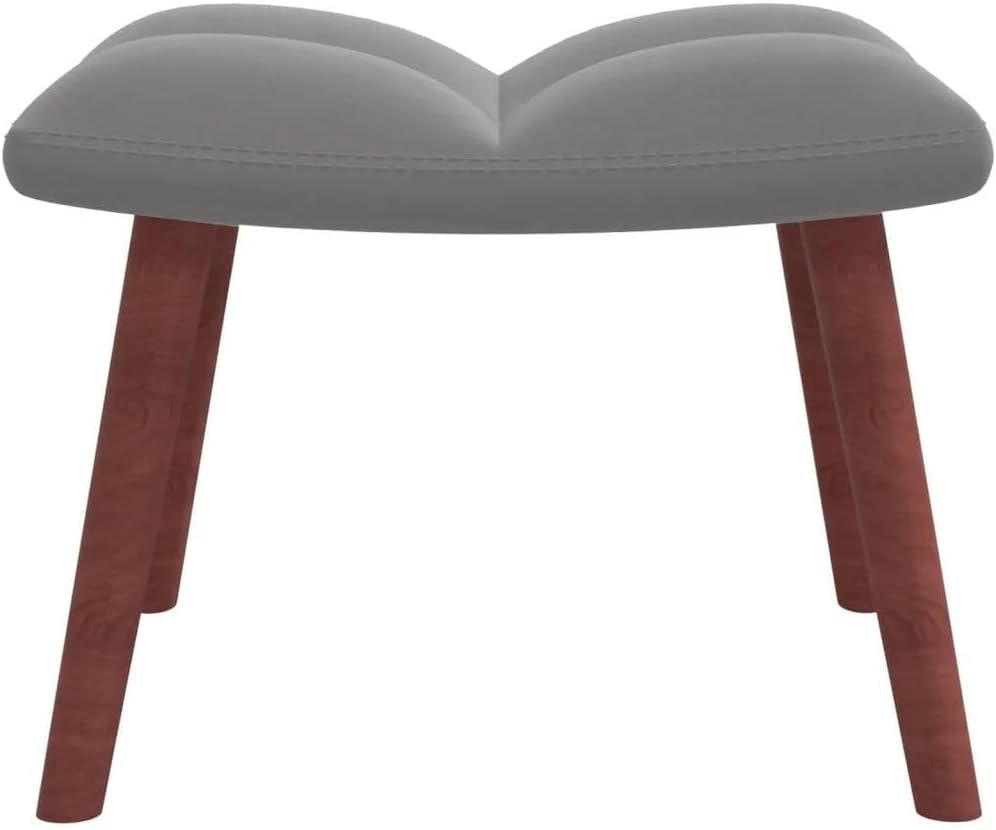 Gray Velvet Relaxing Chair with Stool, Armrest Height 22.8", Foam-Filled, Easy Installation