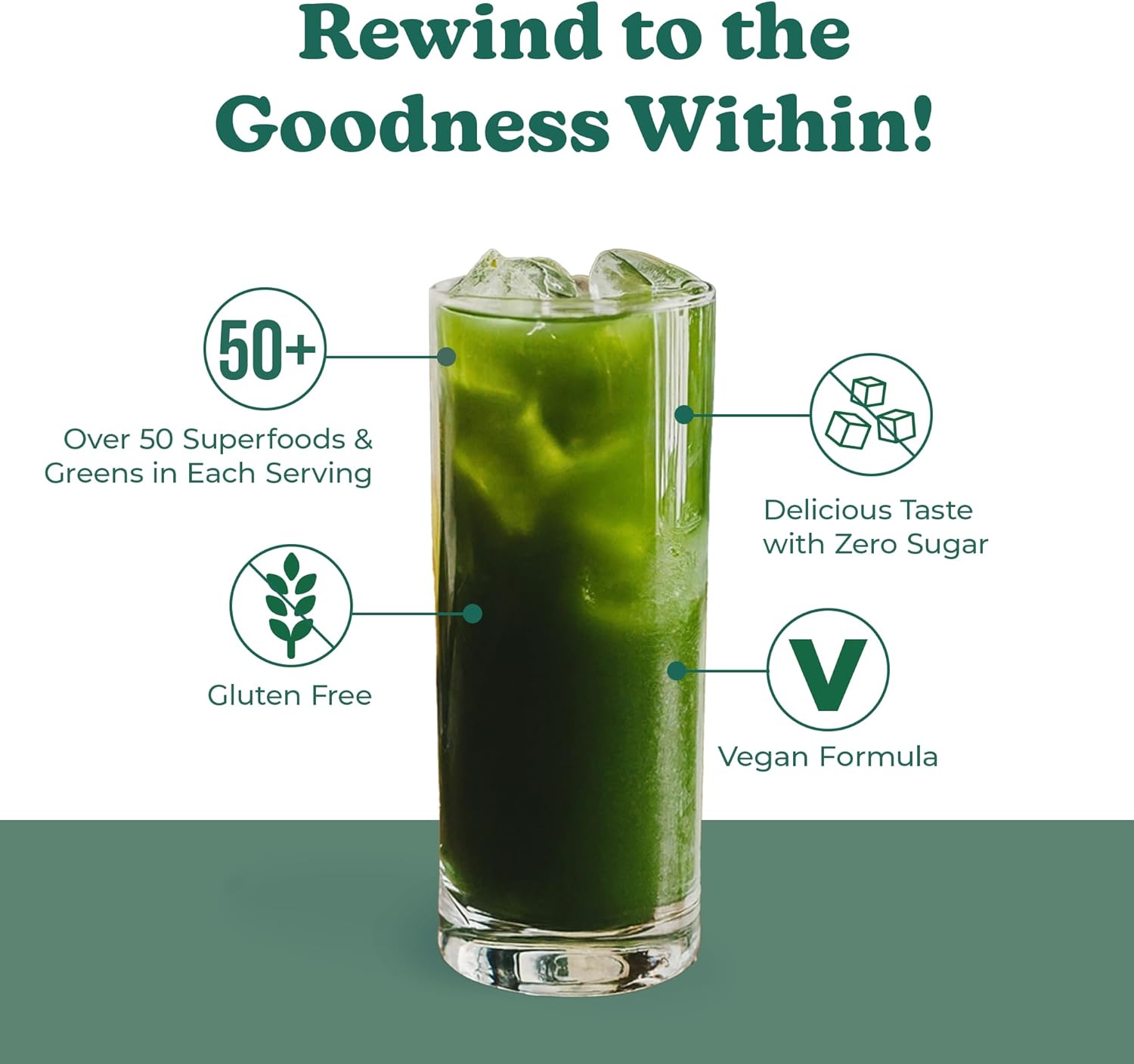 Green Superfood Powder with 50+ Superfoods for Family - White Peach Flavor - 10 Servings
