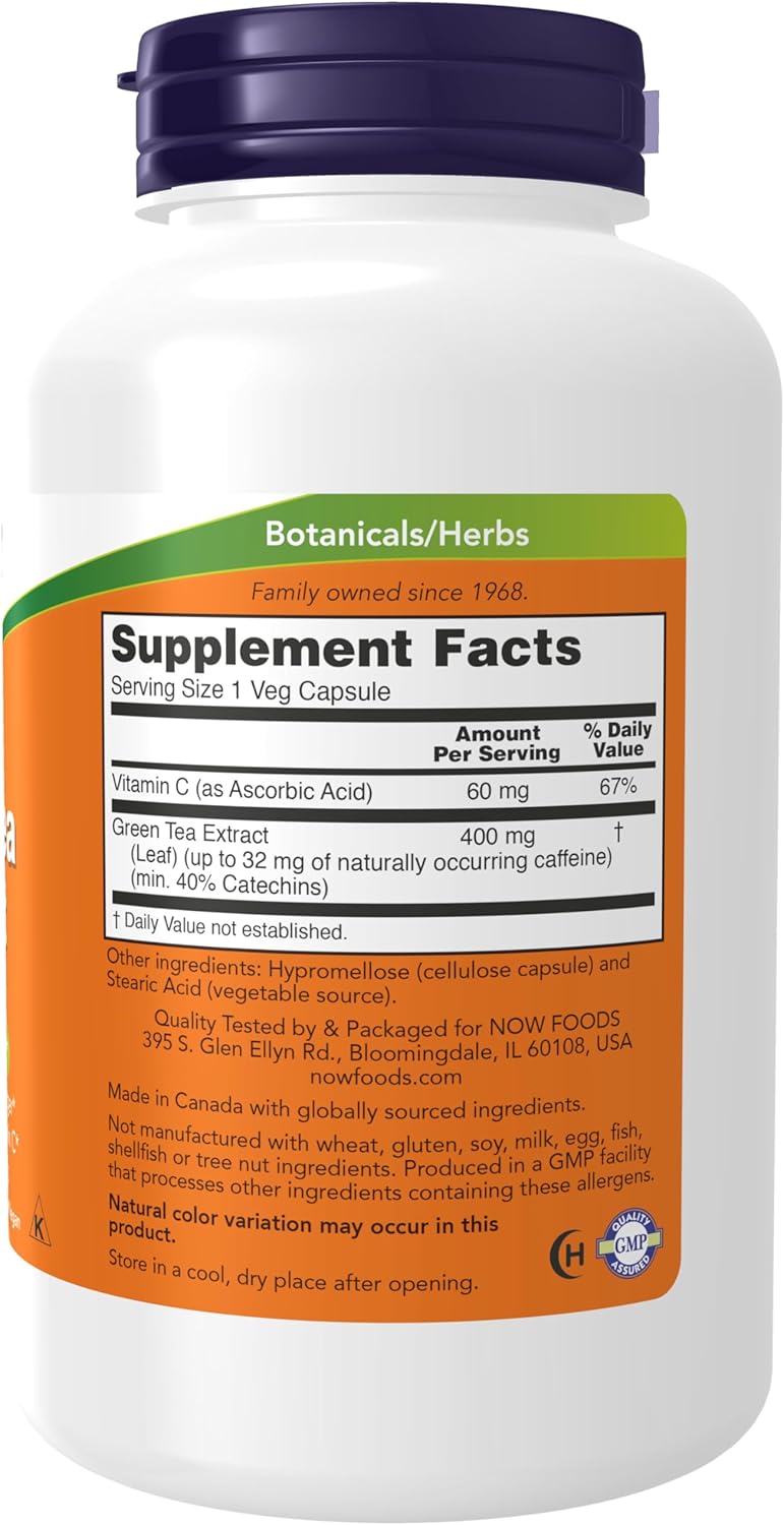 Green Tea Extract 400mg with Vitamin C for Cellular Protection*, 250 Veg Capsules by NOW Foods