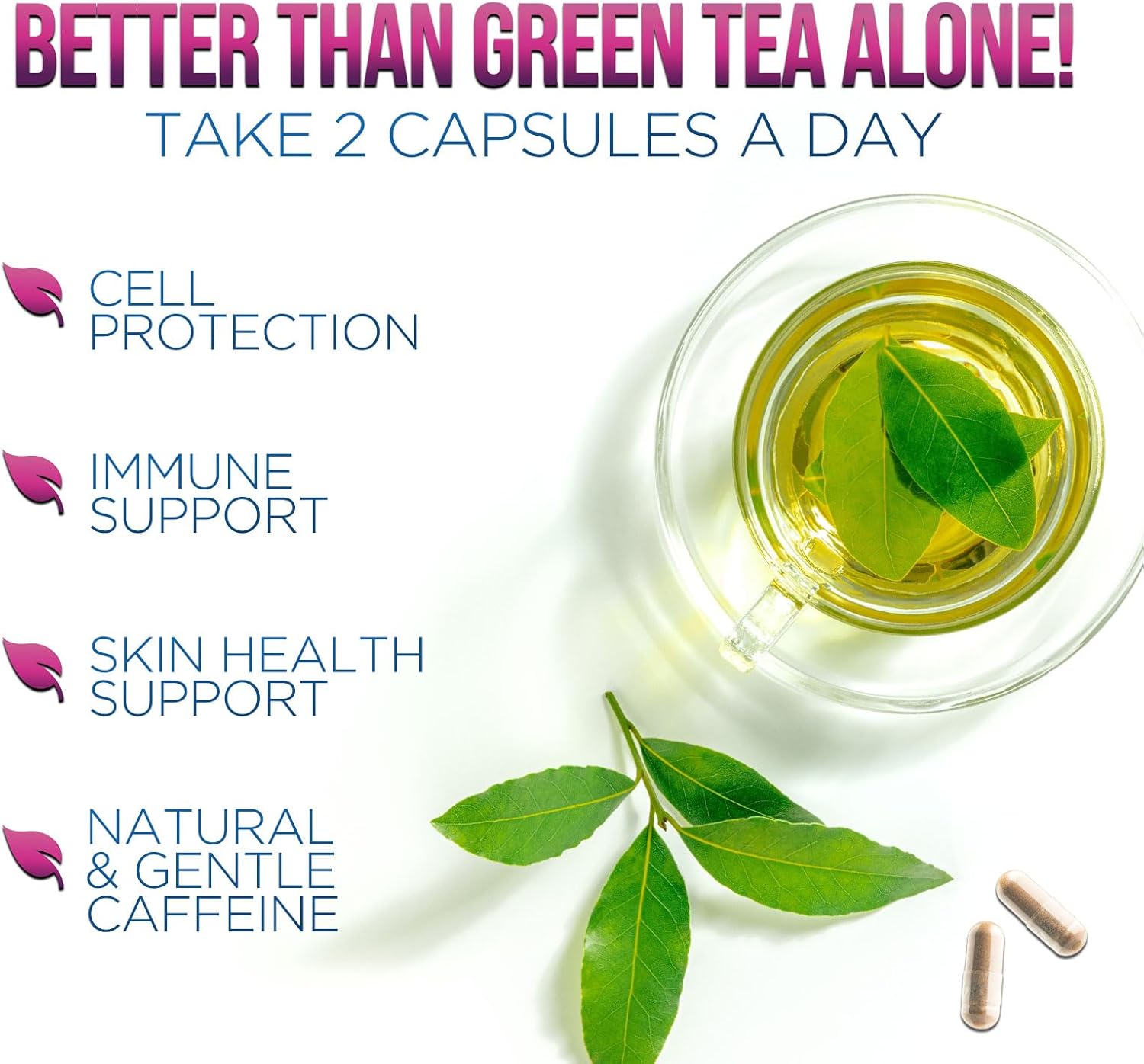 Green Tea Extract Pills - 98% EGCG 1300mg 3X Strength - Energy & Heart Health - Antioxidant & Immune Support - Vegan - 120 Capsules