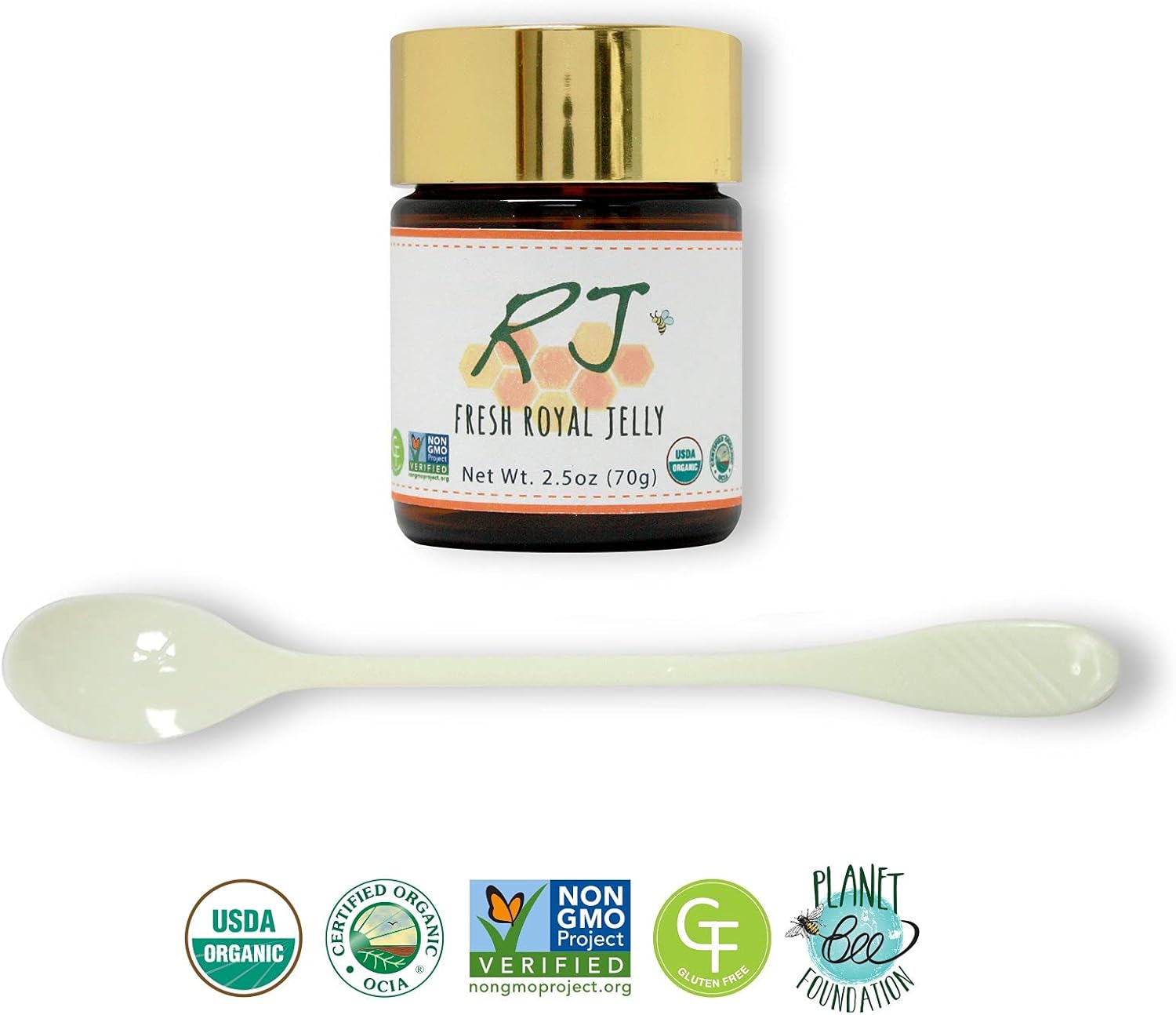 Greenbow Organic Fresh Royal Jelly - 100% USDA Certified, Non-GMO, Halal, Pure, Gluten Free - Highly Nutritious (70g)