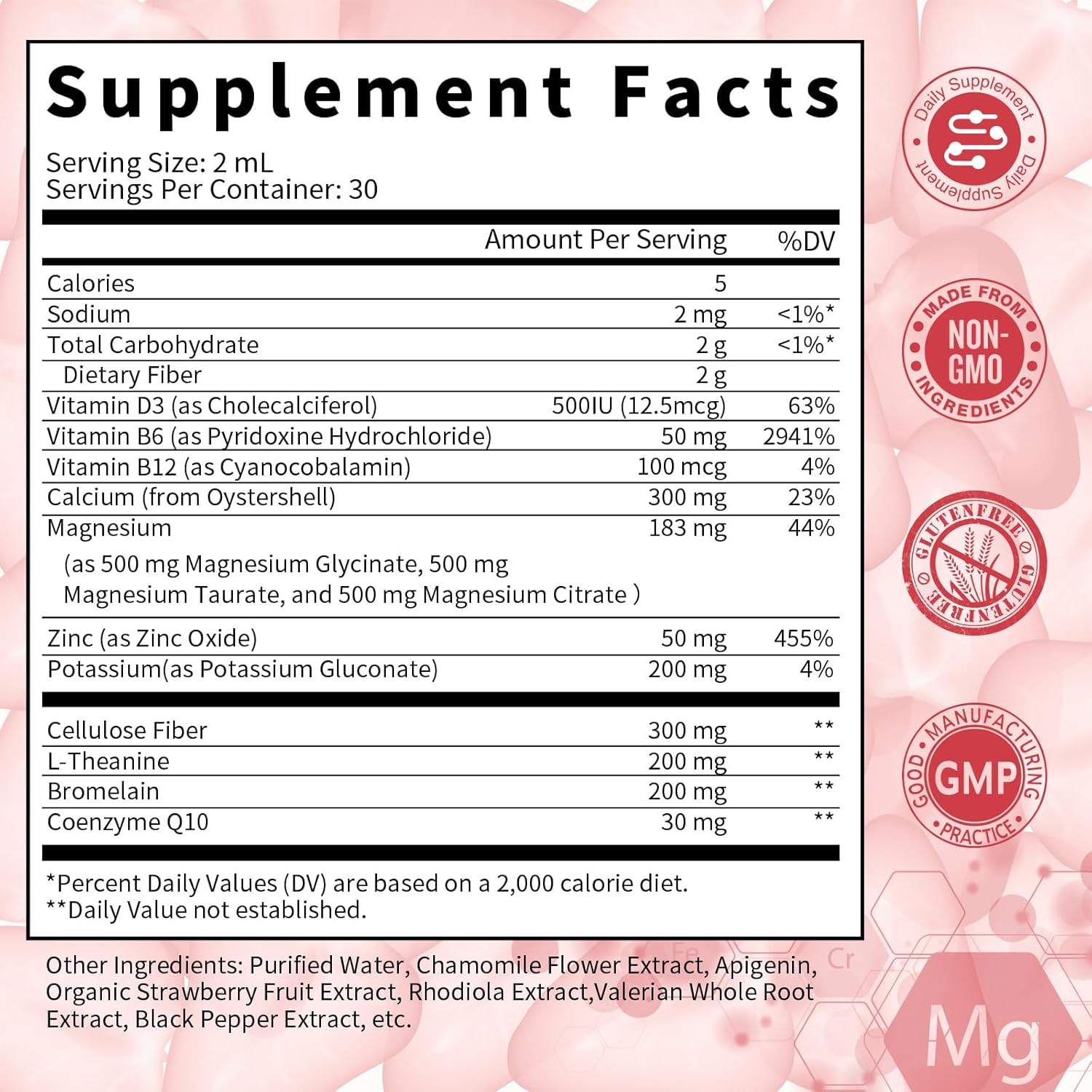 GreenPeople GPGP Triple Magnesium Complex Liquid Drops (2 Pack) with Calcium & Potassium for Energy, Sleep, Muscle Support - Strawberry Flavor, Sugar Free - 4 Fl OZ