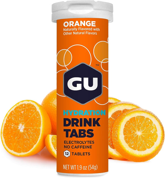 GU Energy Hydration Electrolyte Drink Tablets - Vegan, Gluten-Free, Caffeine-Free - Endurance Sports Drink for Running, Cycling, Triathlon - Orange Flavor - 4 Count (48 Servings)