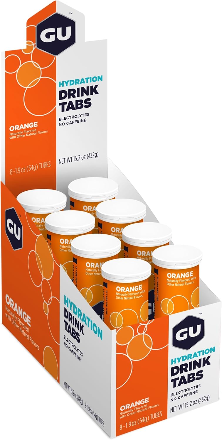 GU Energy Hydration Electrolyte Drink Tablets - Vegan, Gluten-Free, Caffeine-Free - Endurance Sports Drink for Running, Cycling, Triathlon - Orange Flavor - 4 Count (48 Servings)