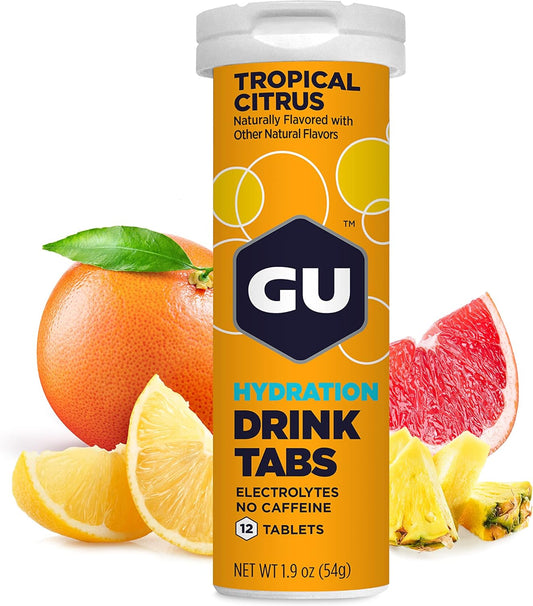 GU Energy Hydration Electrolyte Drink Tablets, Tropical Citrus Flavor, 48 Servings for Running, Cycling, Triathlon
