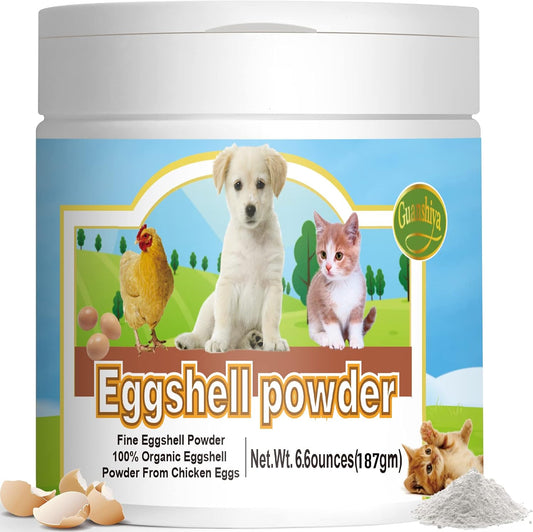 Guanshiya Eggshell Powder Calcium Supplement (6.6 oz) for Dogs & Cats - Promotes Strong Bones, Healthy Joints, & Teeth, Safe Bone Meal Alternative