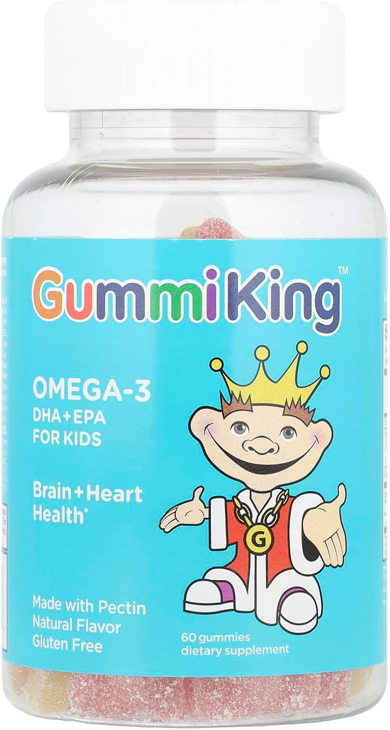 Gummi King DHA Omega-3 Supplement, Mixed Fruit Flavors, 60 Gummies