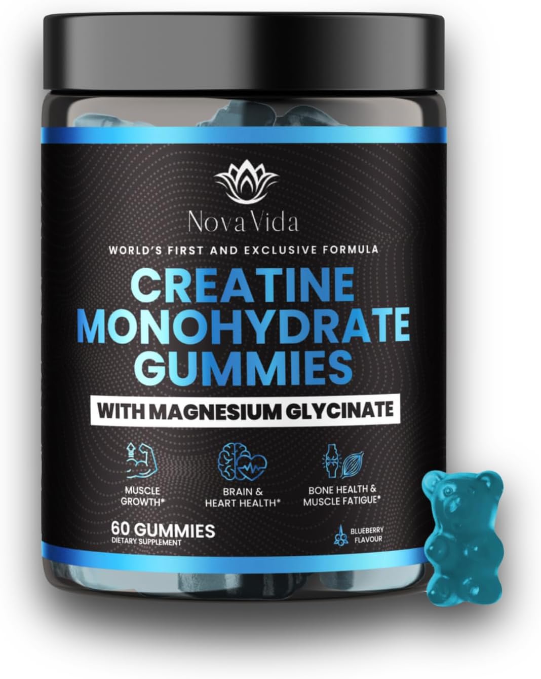 Gummy PreWorkout Supplement with Creatine Monohydrate, Magnesium, BCAA, Zinc, and Beta-Alanine for Men & Women