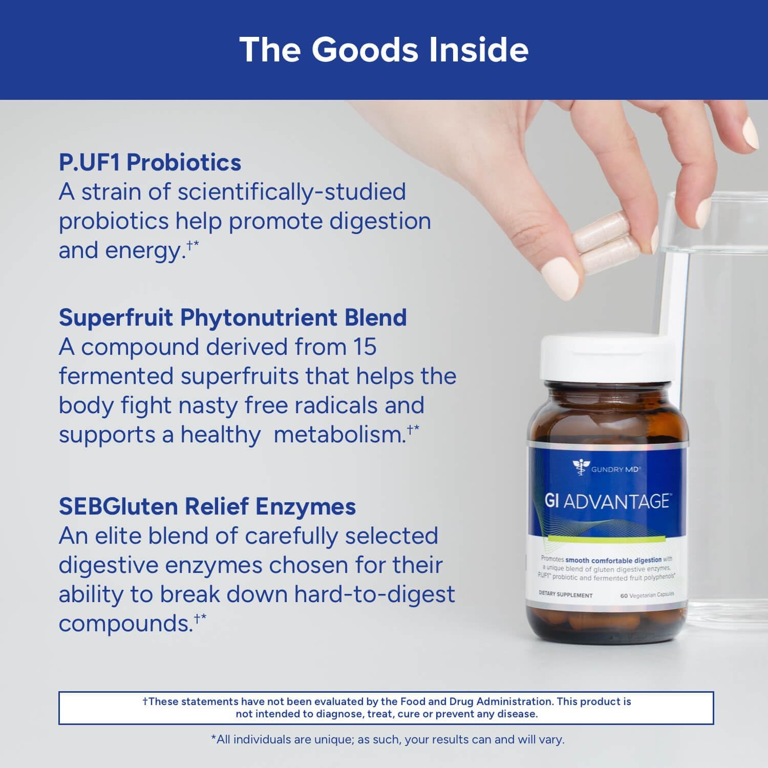 Gundry MD GI Advantage: Probiotic & Digestive Enzyme Gut Supplement with Superfruit Extracts - 30 Servings