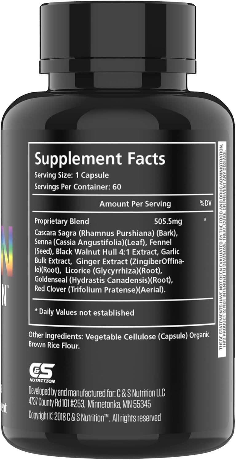Gut Cleanse Fiber Supplement for Men - Digestive Health Support, Bloating Relief, Constipation Aid - 60 Capsules