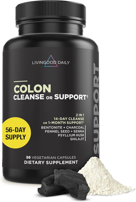 Gut Detox Cleanse Pills for Healthy Digestion - 56 Vegetarian Capsules, Allergen-Free & Non-GMO - Constipation Relief for Women & Men