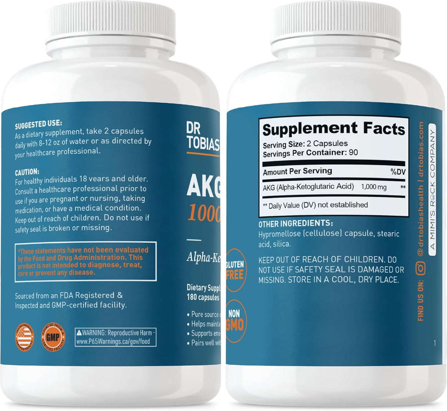 Gut Detox & Metabolism Support: Dr. Tobias AKG Supplement & 14 Day Colon Cleanse - Non-GMO Formula for Cellular Energy & Digestive Health