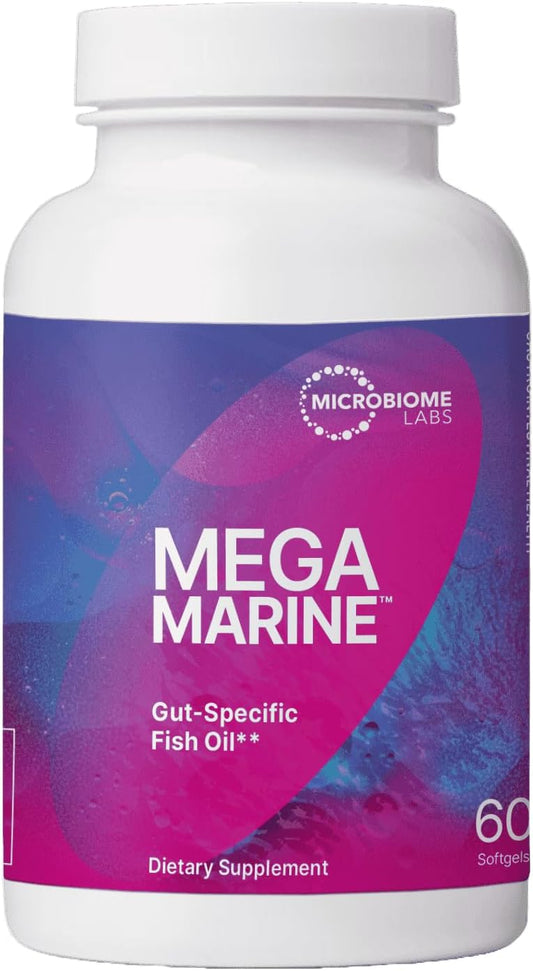 Gut Health Omega 3 Fish Oil Supplements - Microbiome Labs MegaMarine with EPA DHA DPA - Boost Immunity & Gut Barrier - 60 Softgels