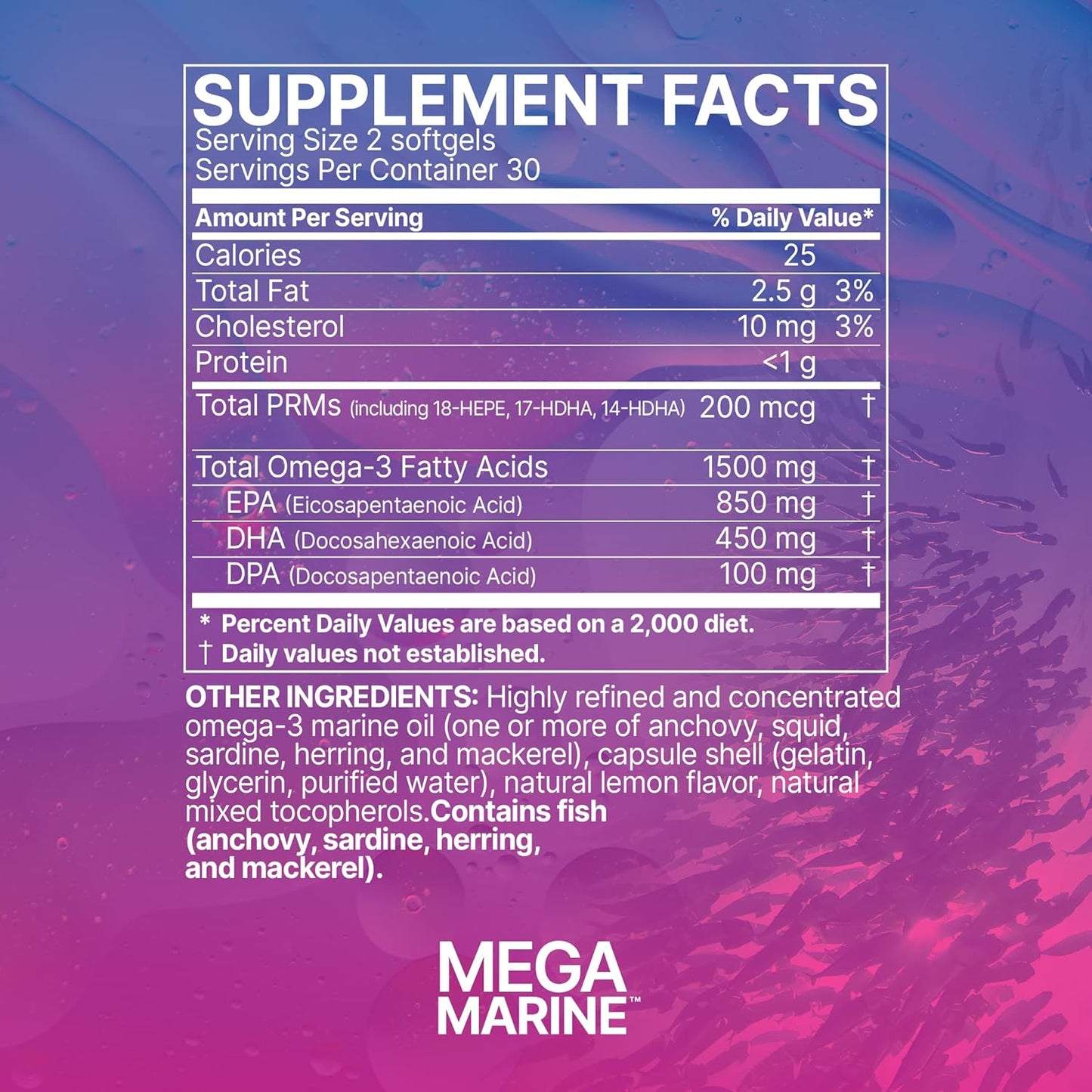 Gut Health Omega 3 Fish Oil Supplements - Microbiome Labs MegaMarine with EPA DHA DPA - Boost Immunity & Gut Barrier - 60 Softgels