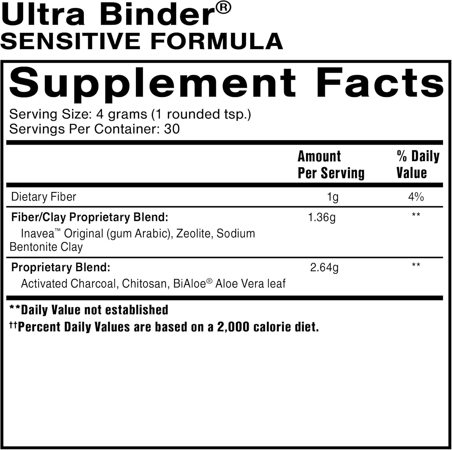 Gut Health Supplement with Activated Charcoal and Bentonite Clay - Cleansing Support Powder - Quicksilver Scientific Ultra Binder Sensitive Formula (120g)