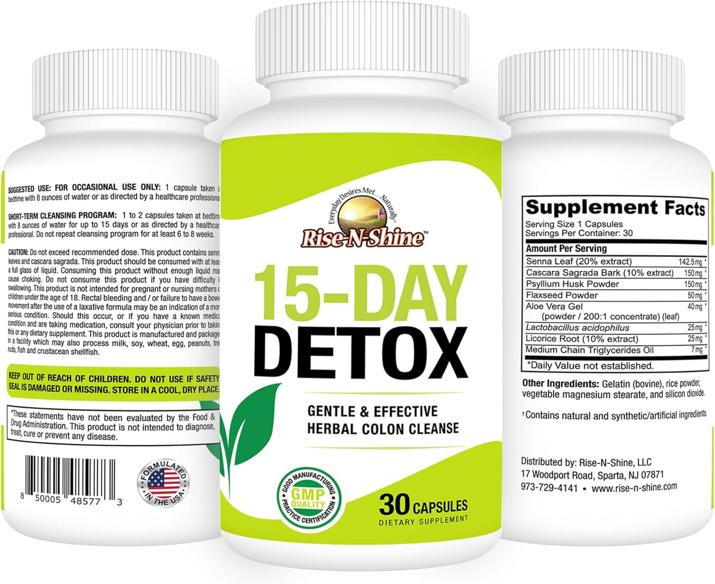 Gut Health Support Detox Cleanse for Women & Men - 15 Day Formula with Senna Leaf and Cascara Sagrada (30 Capsules)