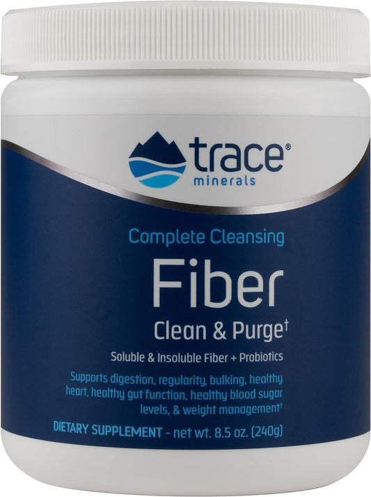 Gut Health Support Fiber Supplement with Probiotics - Complete Cleansing Fiber Drink Mix Powder - Aid Digestion with Soluble & Insoluble Fiber - 8.5 oz (30 Servings)