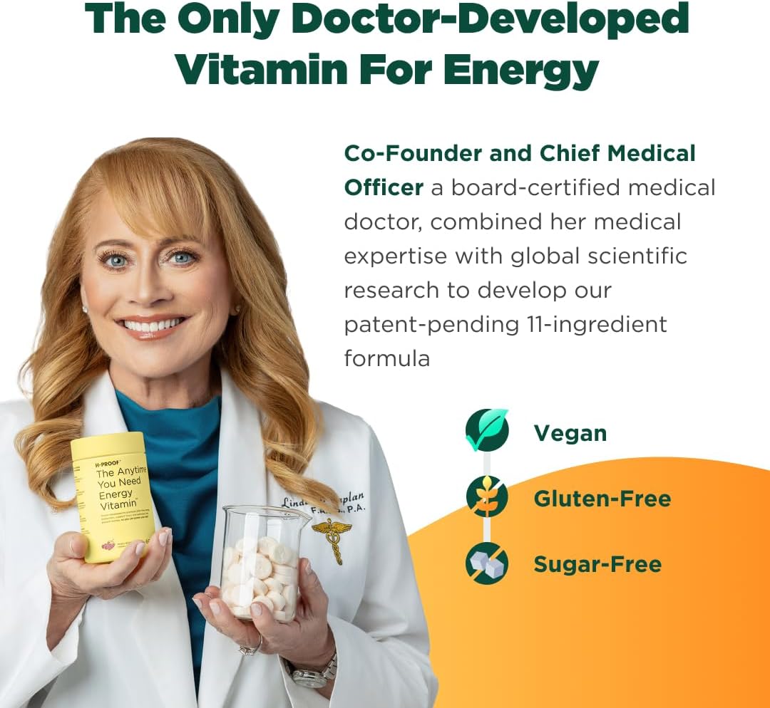 H-PROOF Chewable Energy Supplements - Sustained Energy & Focus with Jitter-Free Caffeine - Mixed Berry Flavor - 60 Count