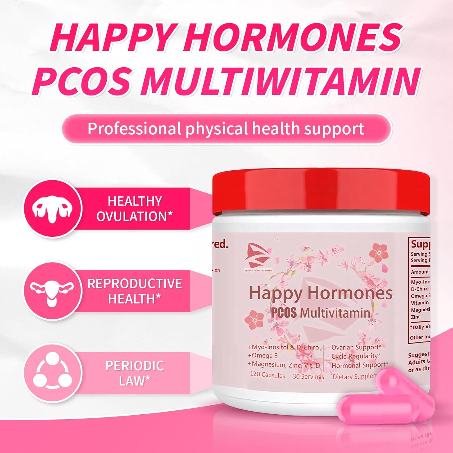 HAIION PCOS Multivitamin 2024: Hormone Balance & Menopause Support - 360 Capsules (3 Pack)