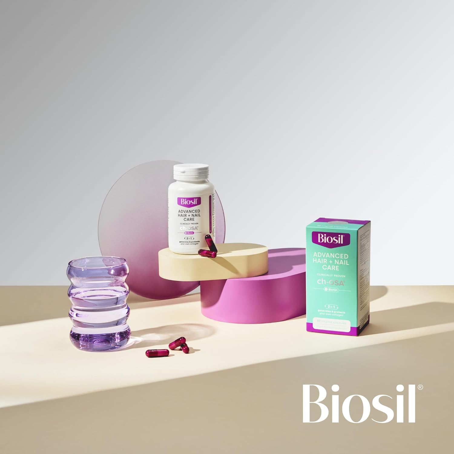 Hair and Nail Care Supplement with BioSil - 60 Capsules - Strengthen and Thicken Hair and Nails - Patented Ingredients - 30-Day Supply