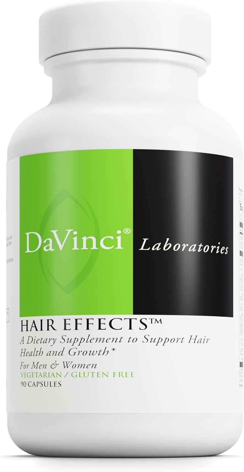Hair Effects Dietary Supplement with Biotin, Zinc, Copper, Saw Palmetto, and Grape Seed Extract - Supports Healthy Hair Growth and Skin - Gluten-Free - 90 Capsules