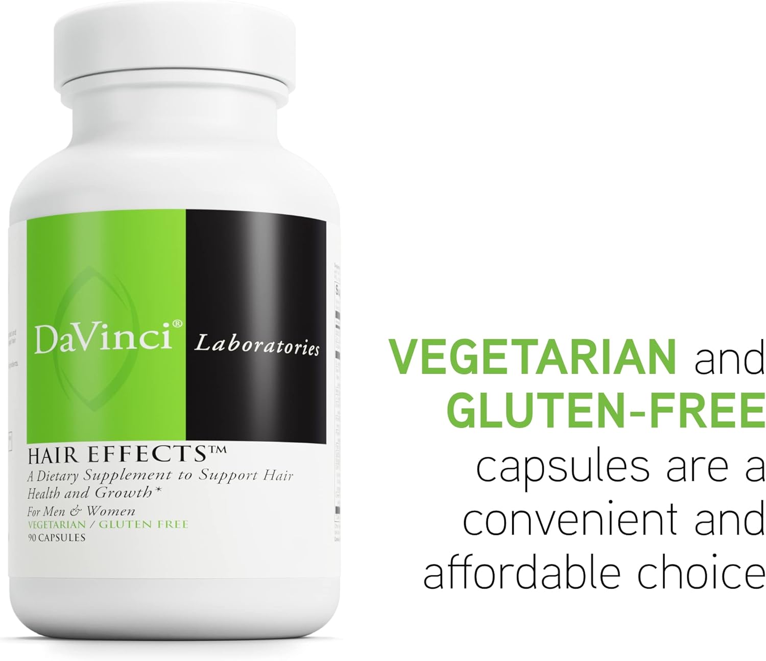 Hair Effects Dietary Supplement with Biotin, Zinc, Copper, Saw Palmetto, and Grape Seed Extract - Supports Healthy Hair Growth and Skin - Gluten-Free - 90 Capsules