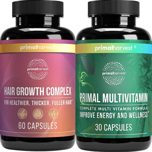 Hair Growth & Multivitamin Supplements Bundle for Women and Men - Capsules for Hair Regrowth & Multivitamin Complex