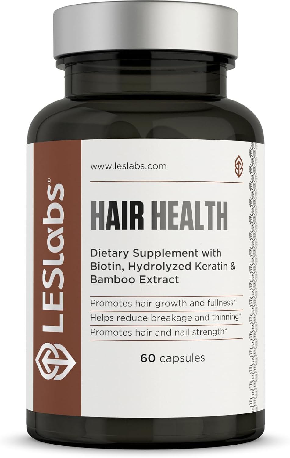 Hair Growth & Nails Supplement for Thickness, Strength, & Fullness - Keratin, Biotin, Pumpkin Seed, MSM - 60 Capsules by LES Labs