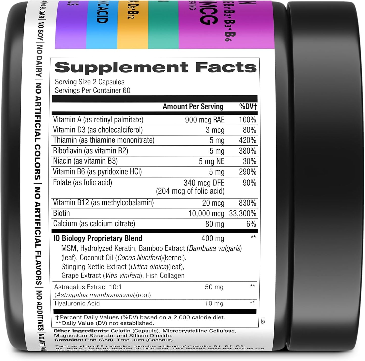 Hair Growth Supplement with Biotin 10,000 mcg, Collagen & Keratin - Vitamins for Healthy Hair, Skin, and Nails - 120 Capsules for Men & Women