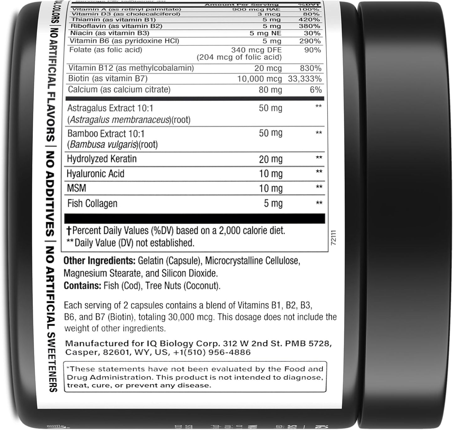 Hair Growth Supplement with Biotin 10,000 mcg, Collagen & Keratin - Vitamins for Healthy Hair, Skin, and Nails - 120 Capsules for Men & Women