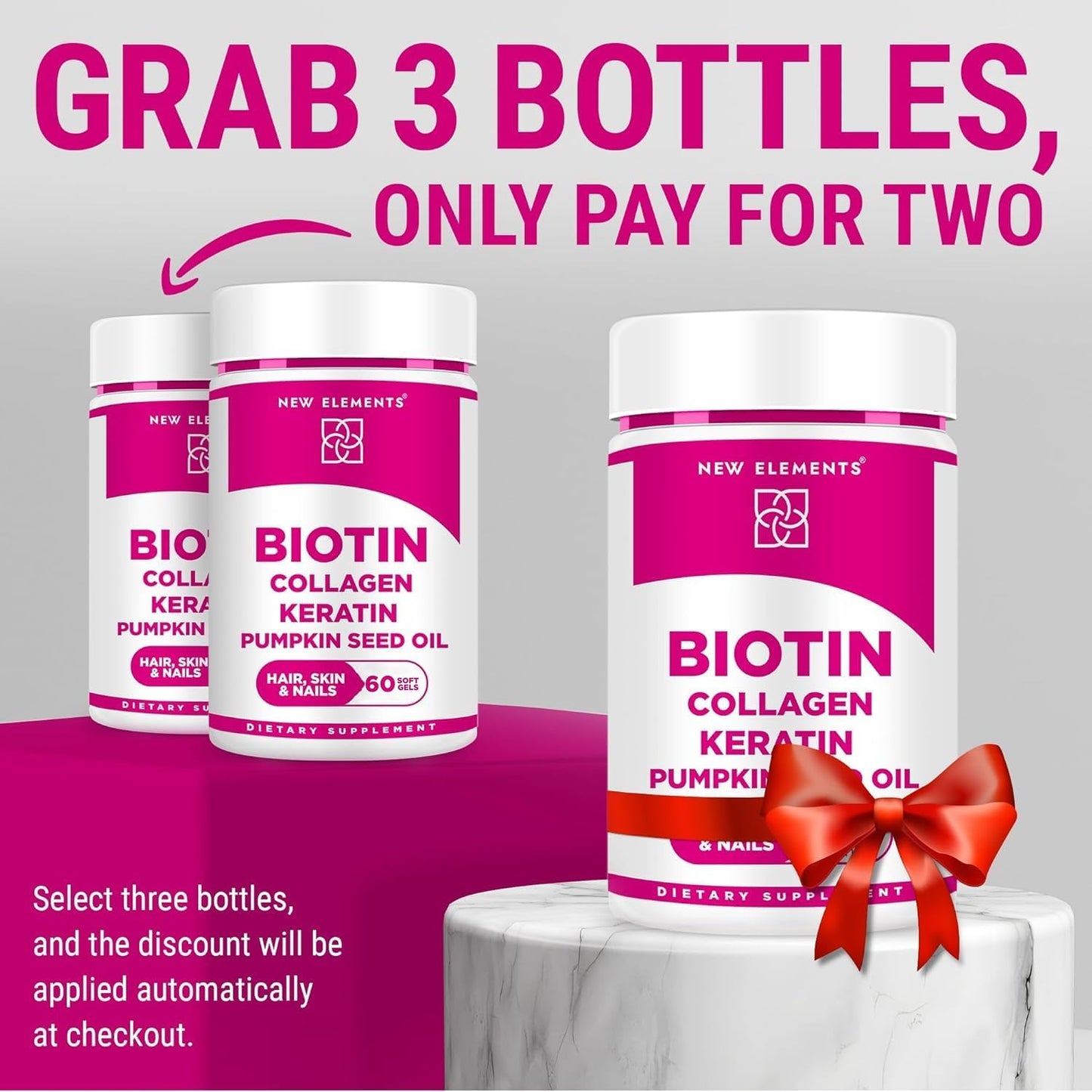 Hair Growth Supplement with Biotin 10000mcg, Collagen Peptides, Keratin, and Pumpkin Seed Oil - Men & Women Hair Loss Support