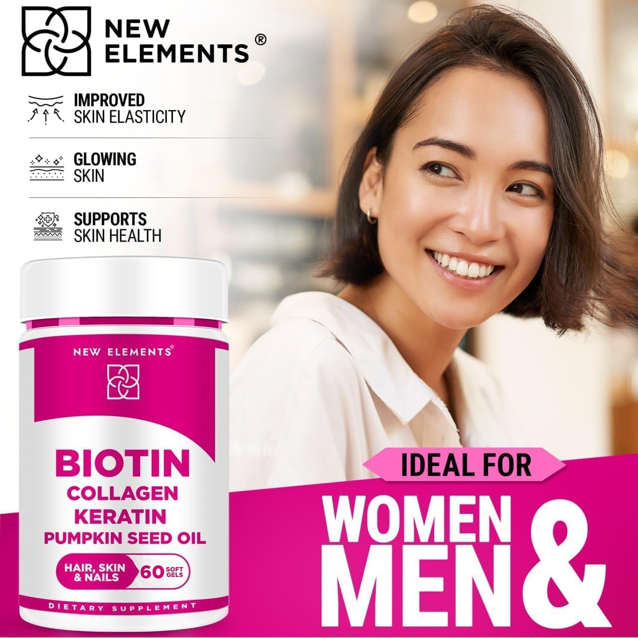 Hair Growth Supplement with Biotin 10000mcg, Collagen Peptides, Keratin, and Pumpkin Seed Oil - Men & Women Hair Loss Support