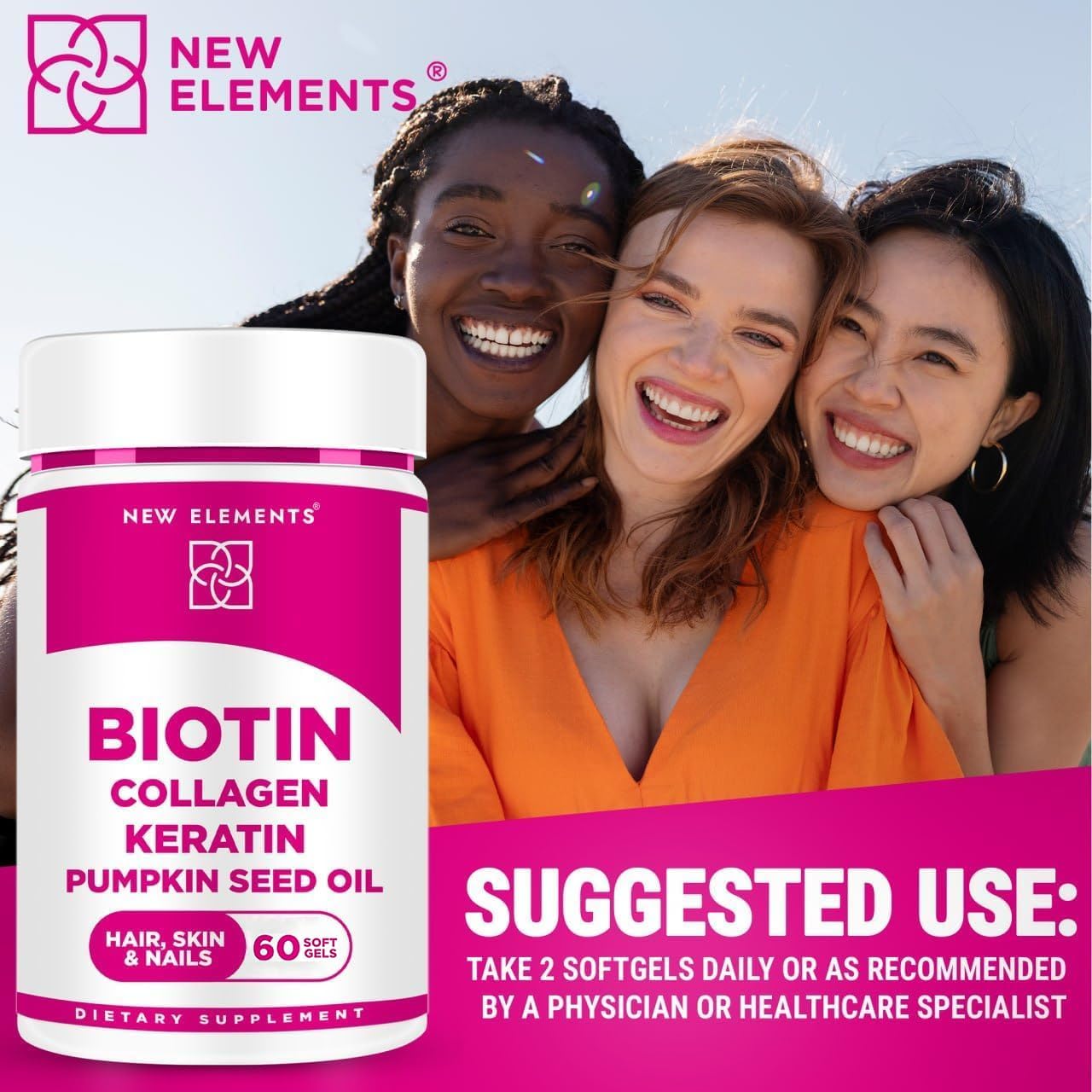 Hair Growth Supplement with Biotin 10000mcg, Collagen Peptides, Keratin, and Pumpkin Seed Oil - Men & Women Hair Loss Support