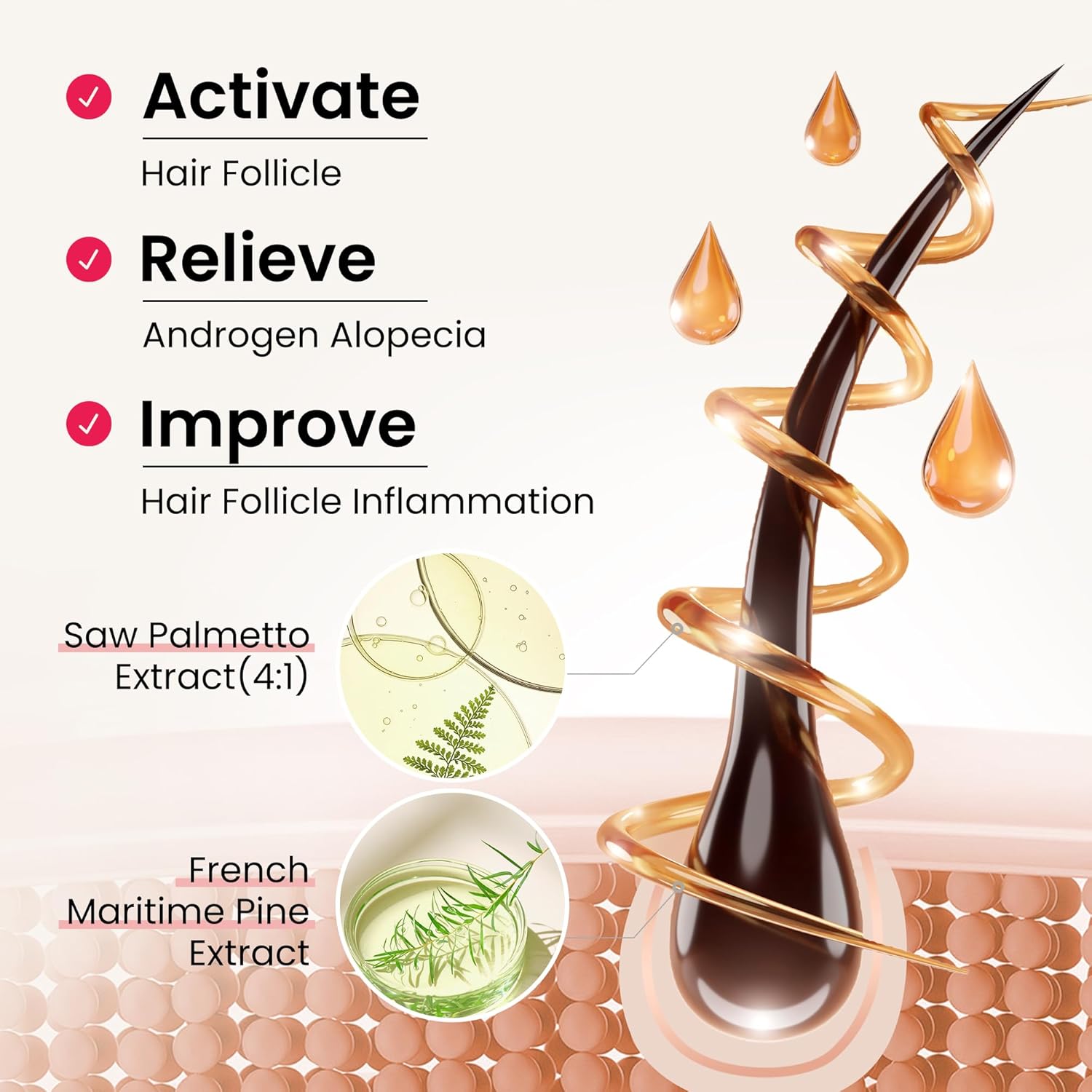 Hair Growth Supplement with Biotin, Vitamin A, C, E, Zinc - Promotes Strength, Thickness, and Growth - 60 Capsules