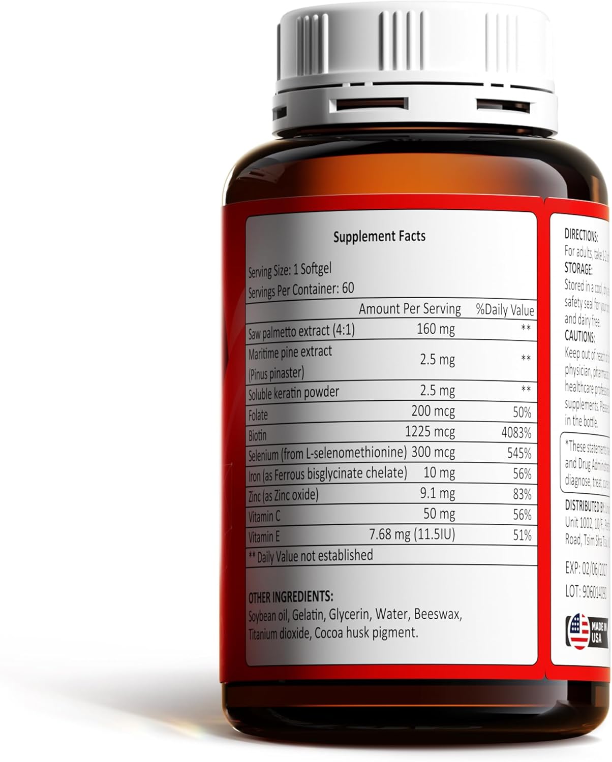 Hair Growth Supplement with Biotin, Vitamin A, C, E, Zinc - Promotes Strength, Thickness, and Growth - 60 Capsules