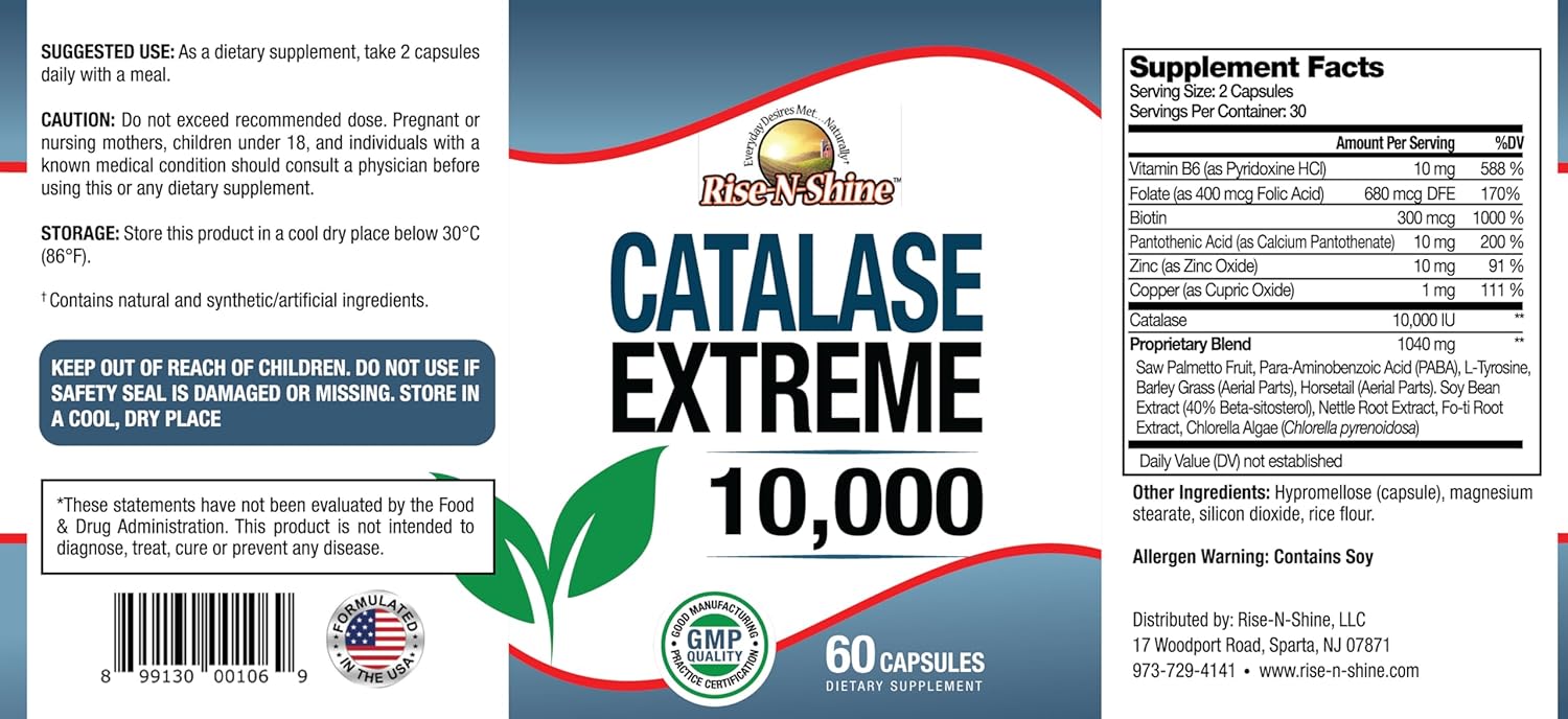 Hair Growth Supplement with Catalase Extreme, Saw Palmetto, Biotin, Fo-Ti, and PABA - Strong Hair Formula - 60 Capsules