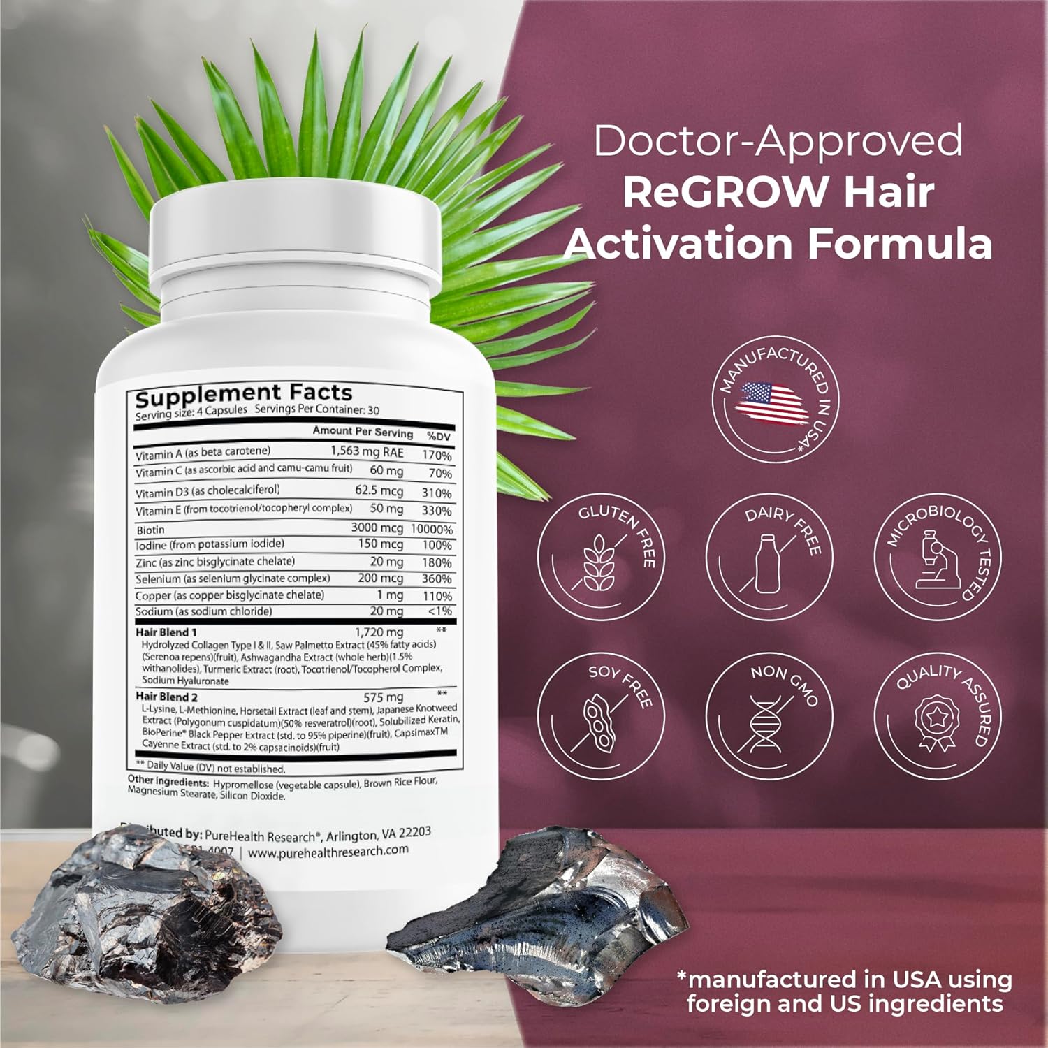 Hair Growth Supplement with Saw Palmetto, Biotin, L-Lysine, and Vitamins - Reduce Hair Loss and Promote Thicker Hair - Special Formula for Women - Easy to Use - 1 Bottle