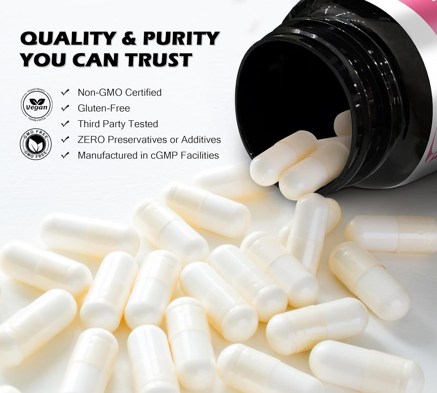 Hair Growth Support Supplement with Biotin, Collagen, and Keratin - Clinically Tested Complex for Skin, Nails, and Joints - 64000 mcg with Hyaluronic Acid and B Vitamins for Women & Men