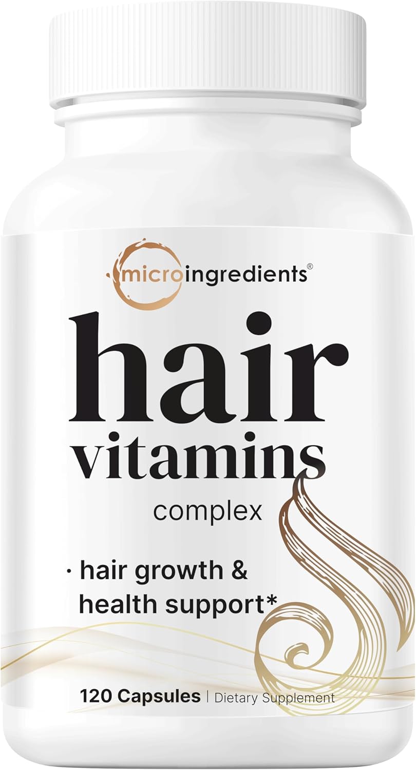 Hair Growth Vitamins Complex with 14-in-1 Formula - 120 Capsules | Includes Biotin, Collagen, Keratin, Vitamin C, Saw Palmetto & More | Promotes Natural Growth & Thickness | Vitaminas Para El Cabello