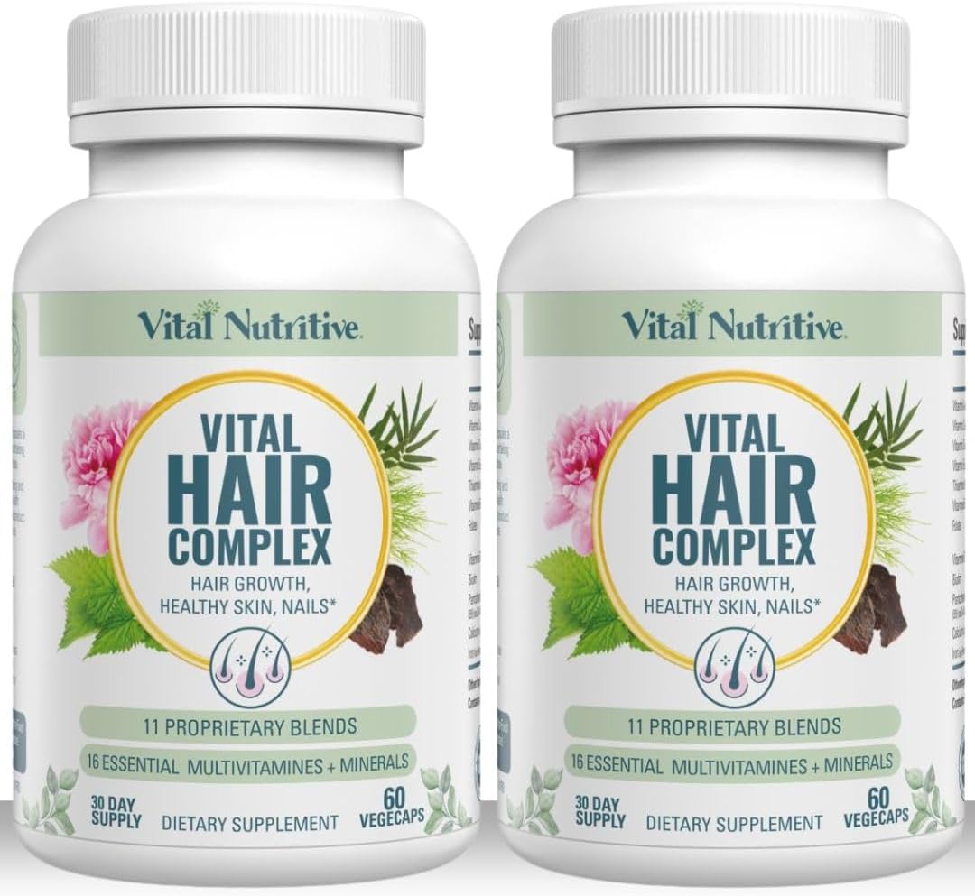 Hair Growth Vitamins for Women & Men - Biotin & Vitamin B Complex Supplement - Promotes Healthy Hair, Skin & Nails - Hormone & Gluten-Free - 120 Count